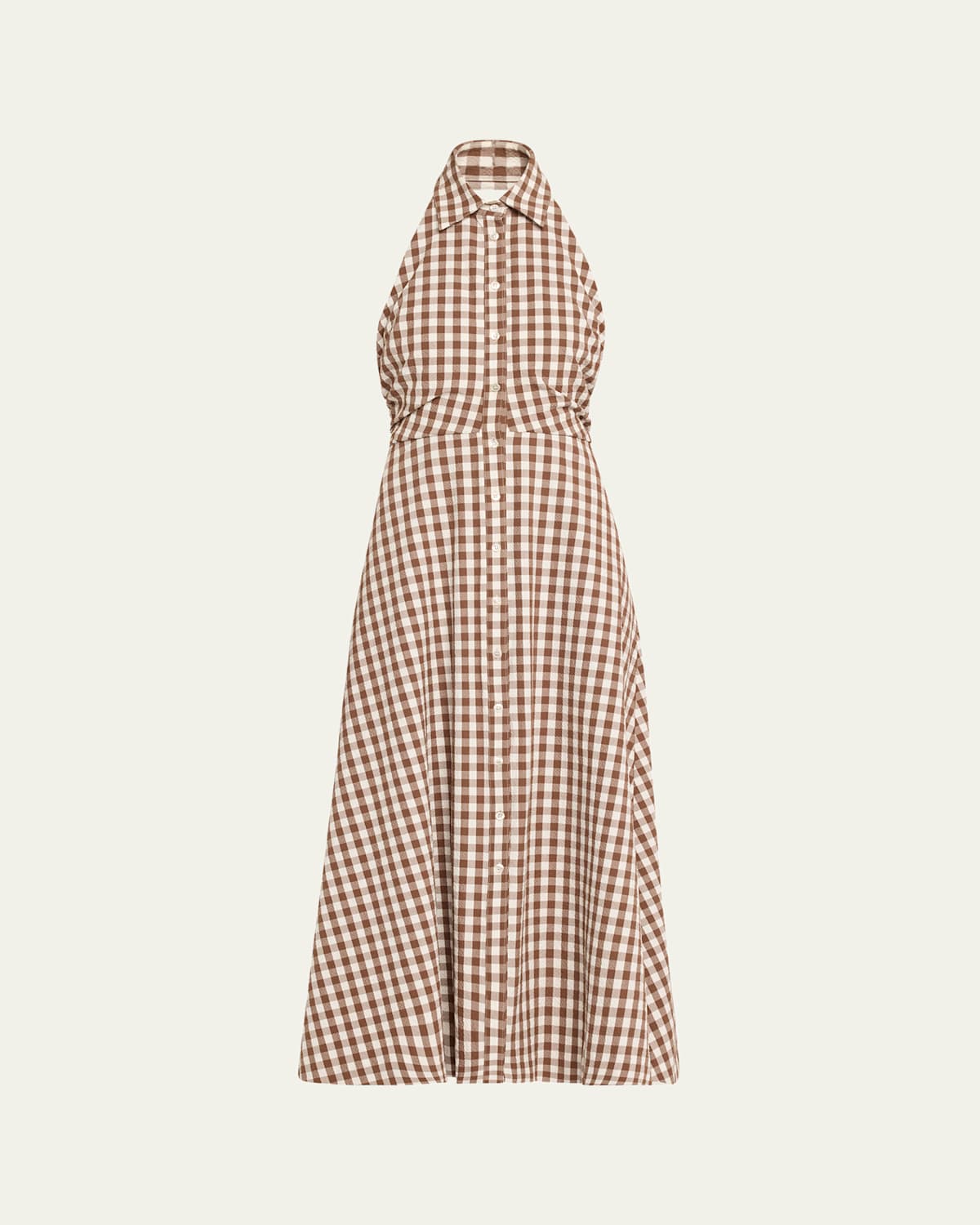 Veronica Beard Mackey Button-front Gingham Midi Dress In Light Chickorydove