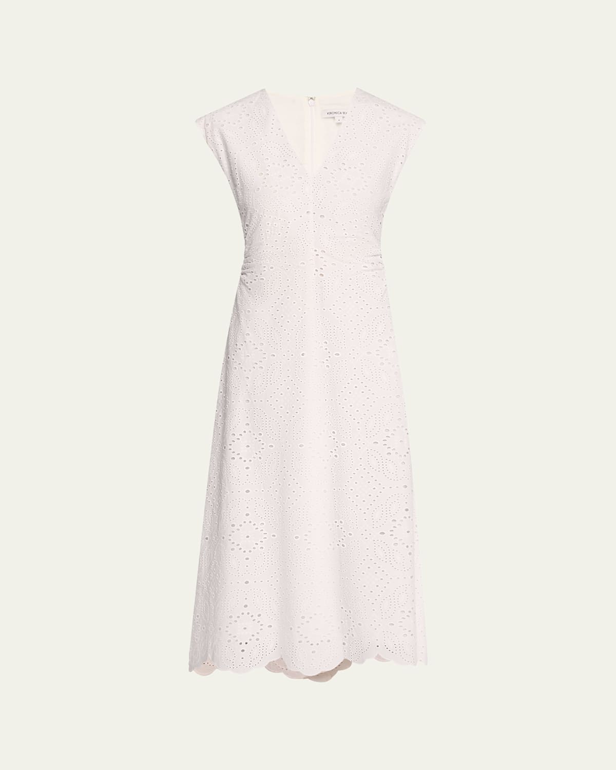 Shop Veronica Beard Aven Eyelet A-line Midi Dress In White