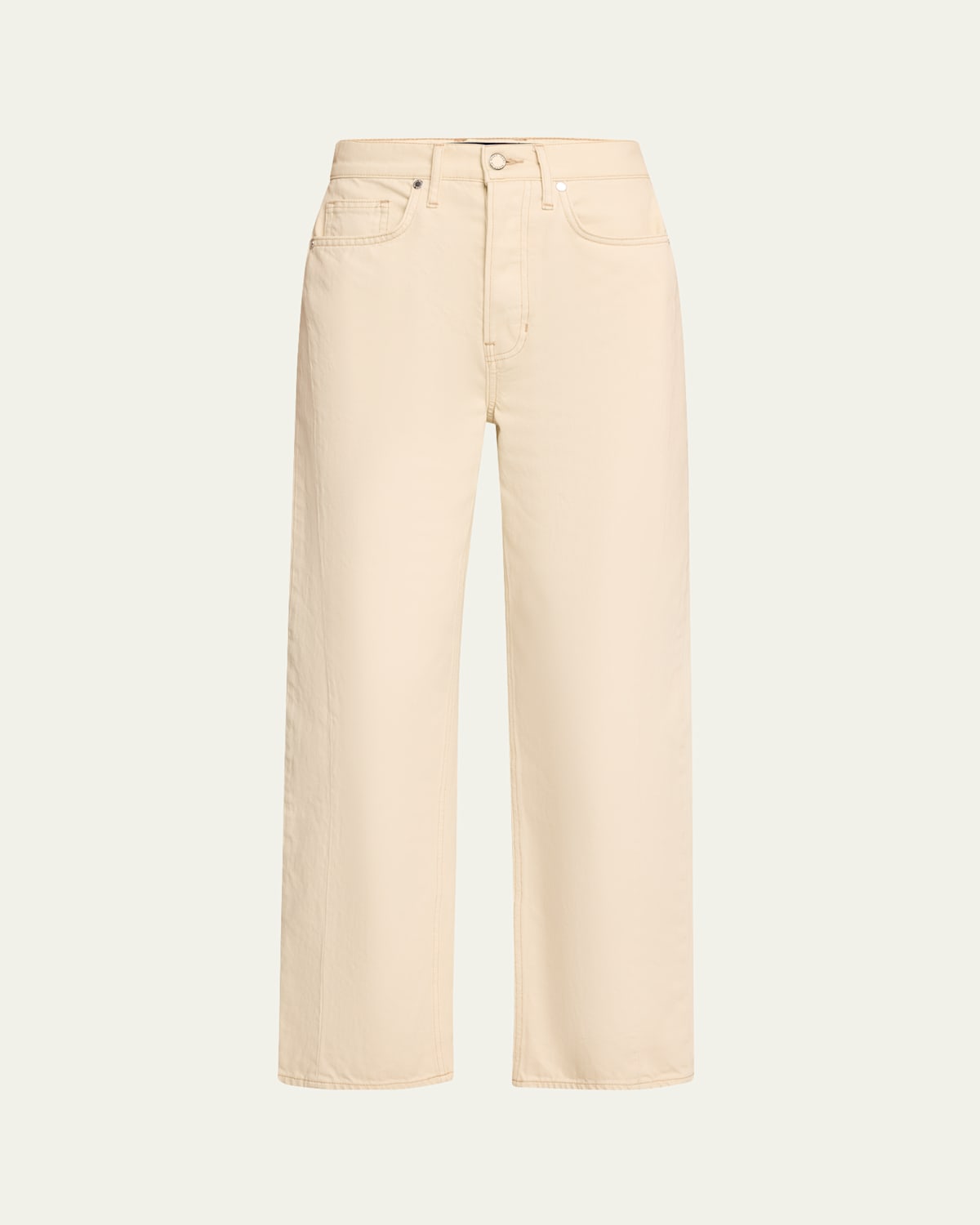 Veronica Beard Ryder High-rise Saddle Jeans In Ecru