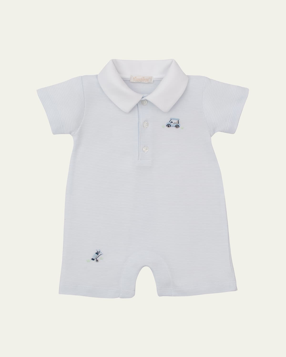 Kissy Kissy Boy's Premier Fairyway Foursome Hand Embroidered Playsuit, Size Newborn-18M