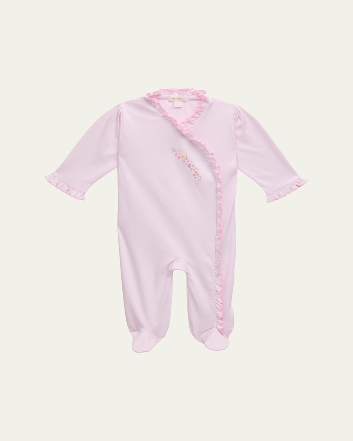Kissy Kissy Girl's Premier Flowers Hand Embroidered Footie In Pink