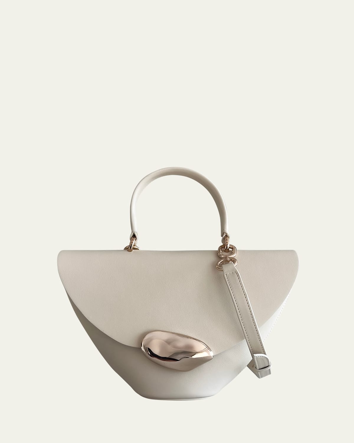 Orb Flap Leather Top-Handle Bag