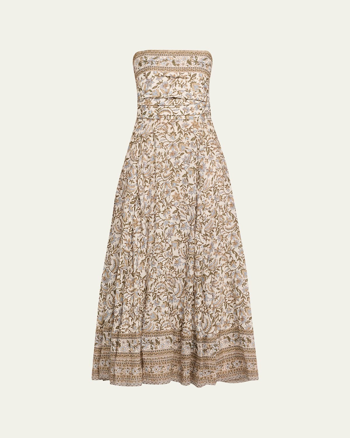 Shop Veronica Beard Lana Floral Strapless Maxi Dress In Dove Multi