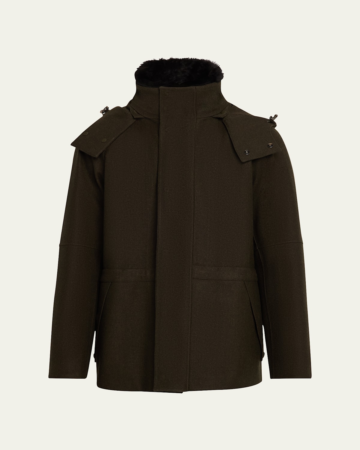 Loro Piana Men's Guido Shearling-lined Parka Jacket In Brown