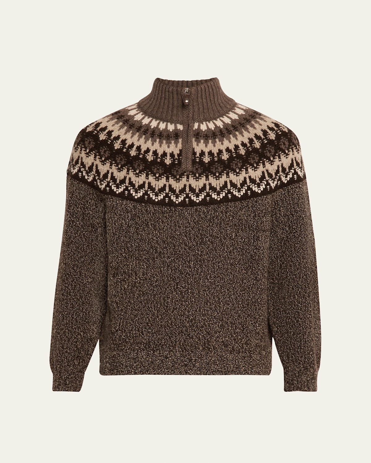 Loro Piana Men's Alpe Pile Cashmere And Silk Quarter-zip Sweater In J1sf Ebony-shadow Me