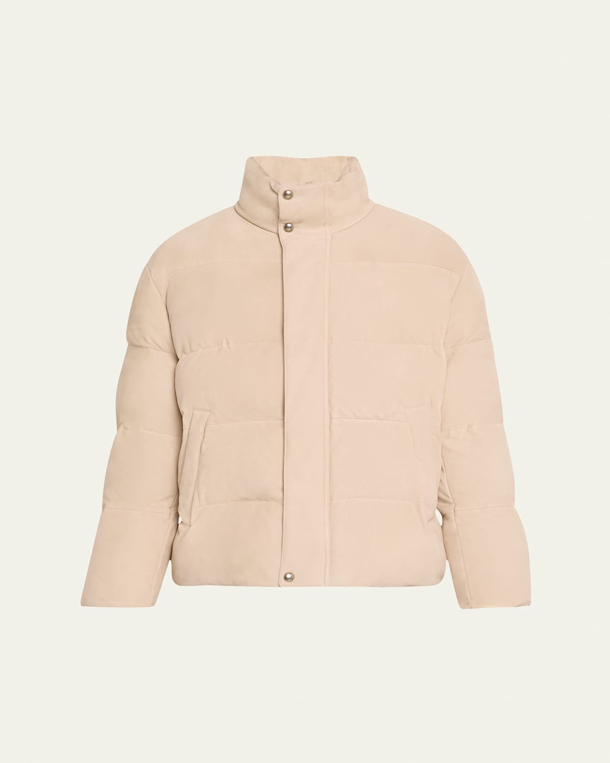 Loro Piana Men's Flavio Suede Full-zip Puffer Jacket In Neutral