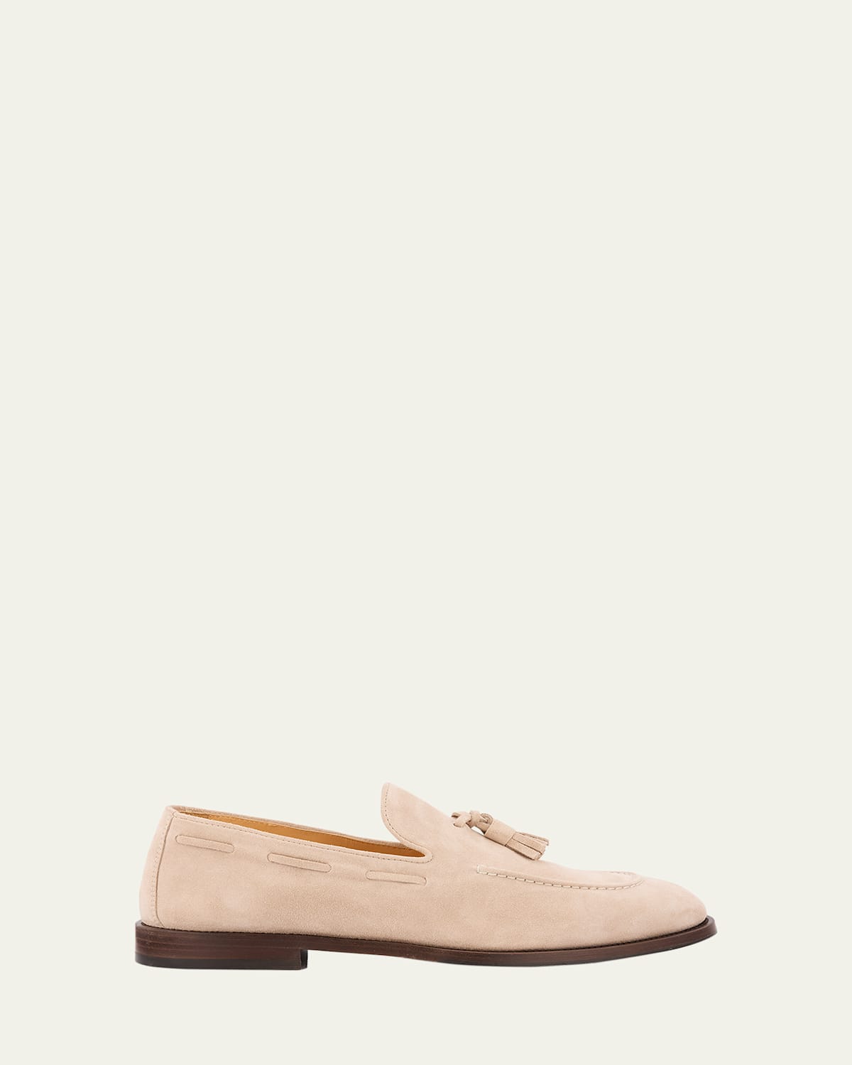 Brunello Cucinelli Men's Suede Flex-sole Tassel Loafers In Beige