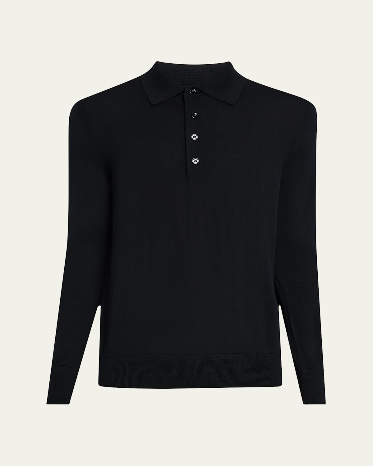 Shop Tom Ford Men's Fine Gauge Wool Polo Sweater In Black