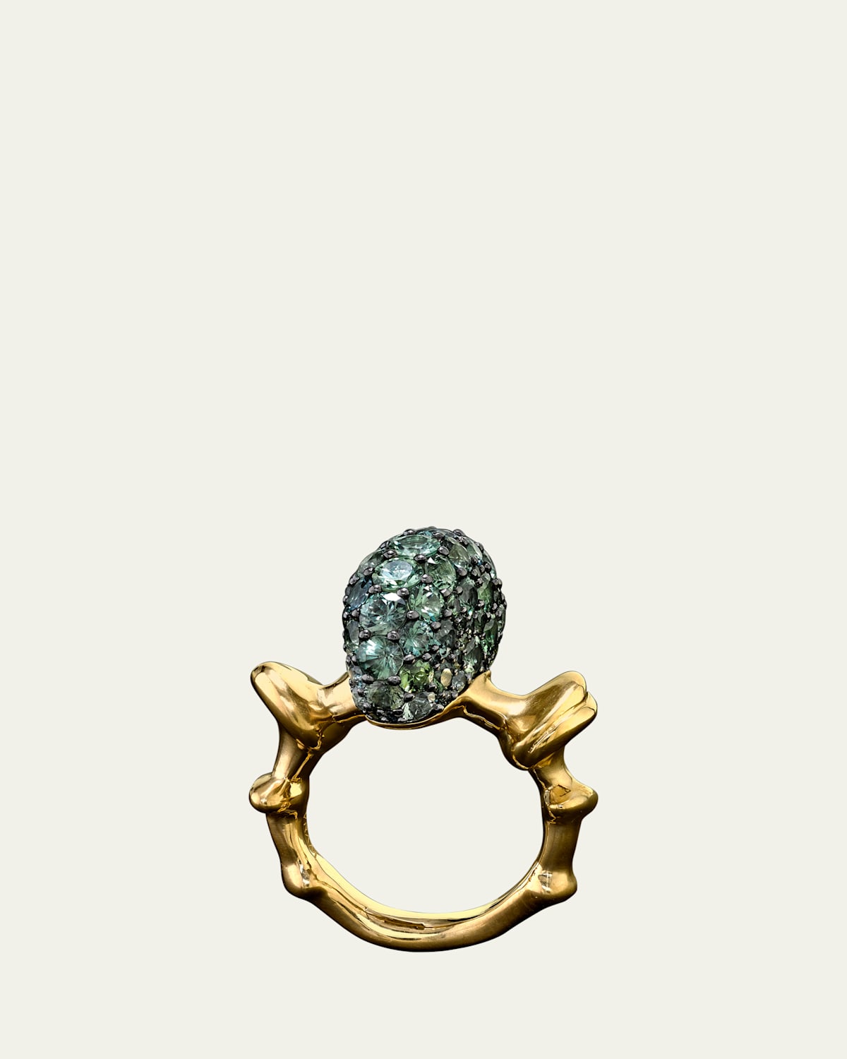 Chrona Hyper Band Ring with Green Sapphires, Size 7