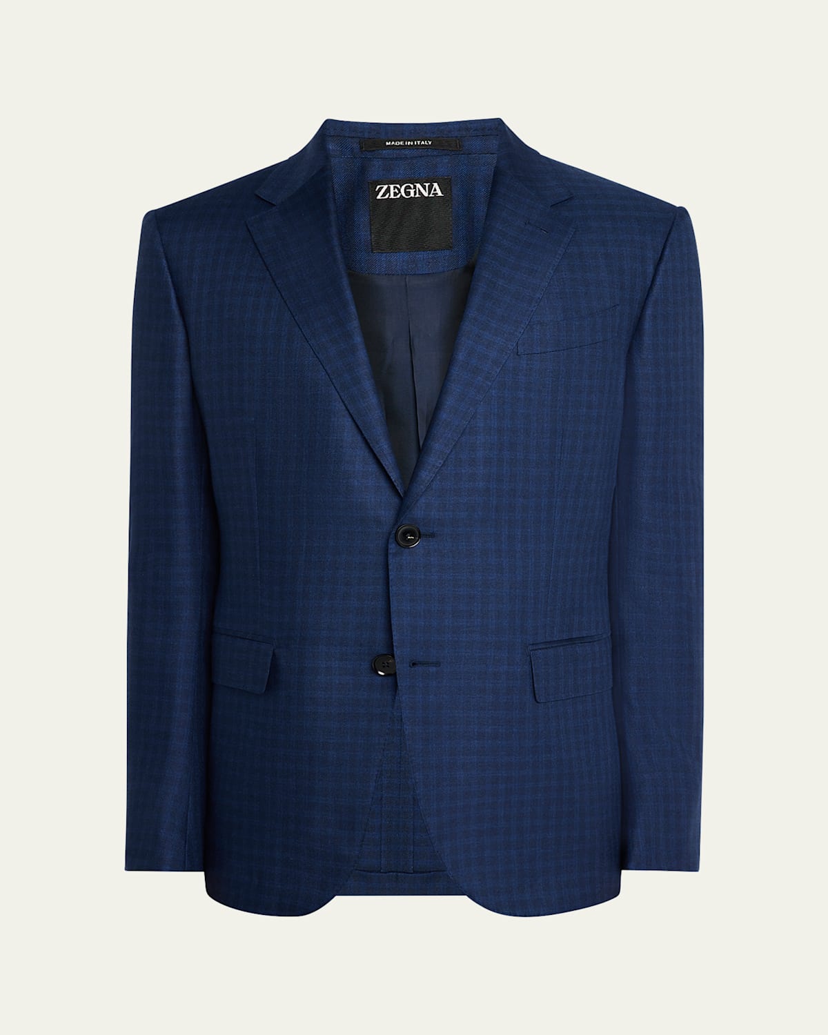 Shop Zegna Men's Cashmere-silk Check Sport Coat In Blue Navy Check