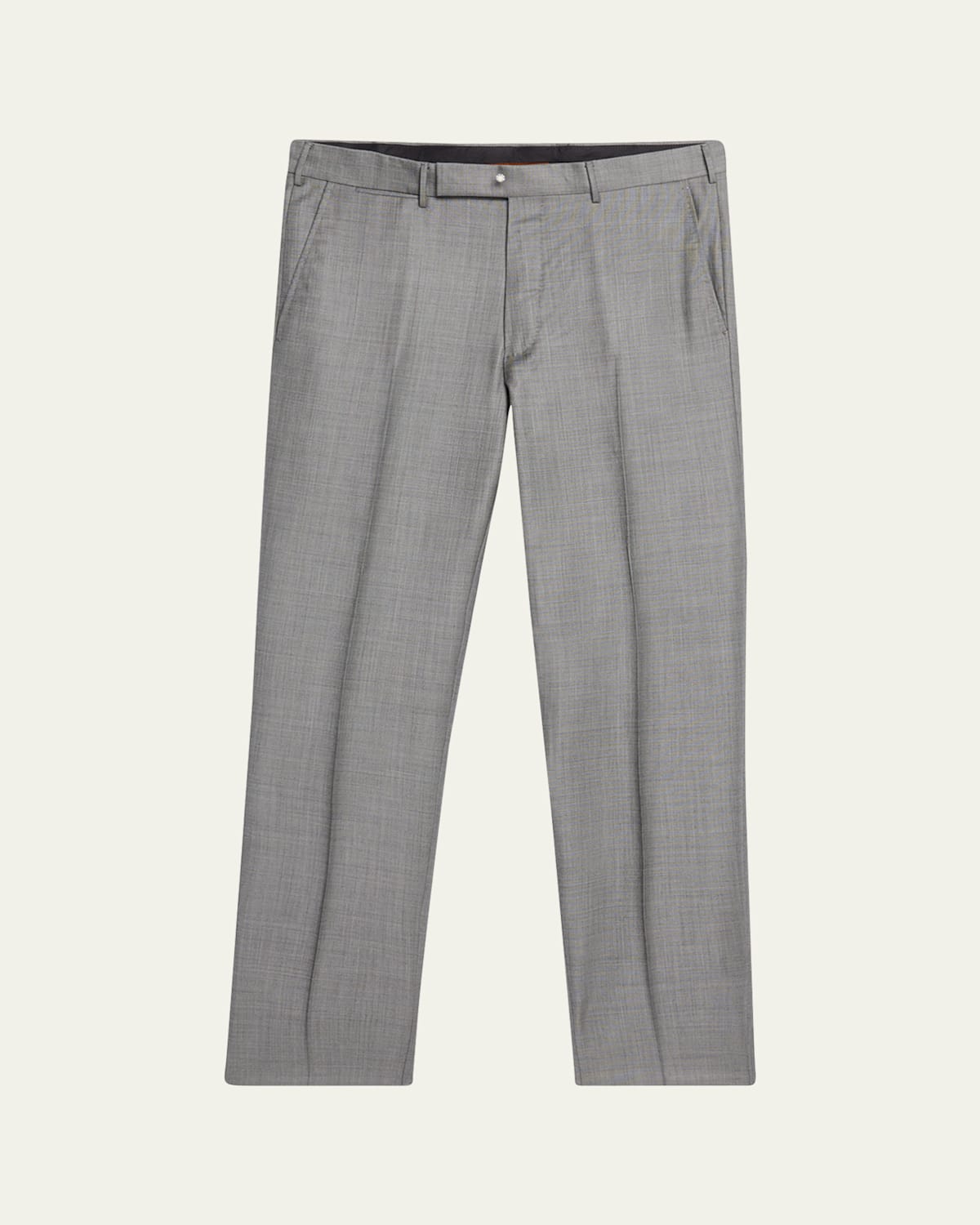 Zegna Men's Wool Sharkskin Trousers In Md Gry Sld