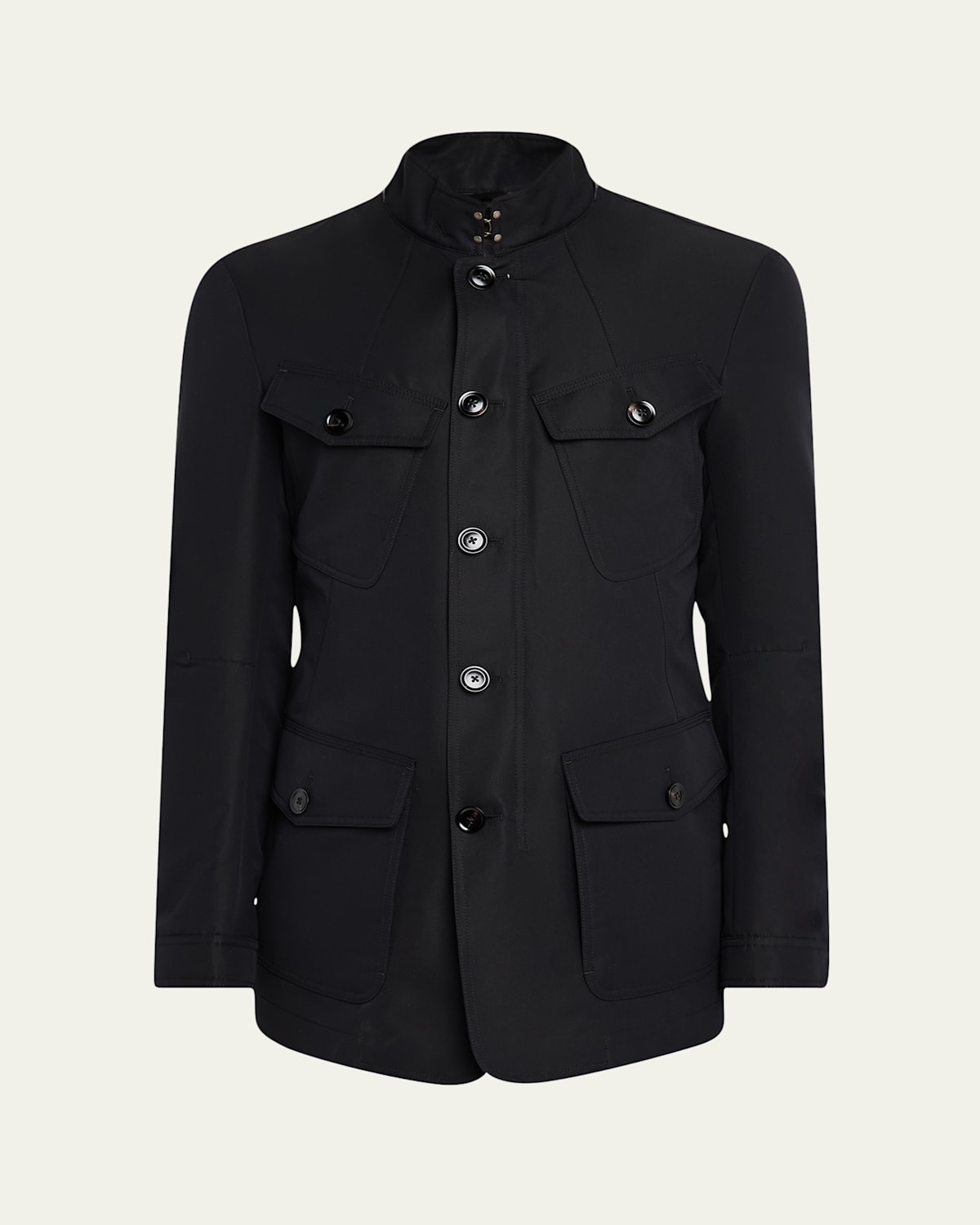 Tom Ford Long-sleeved Button-up Jacket In Black