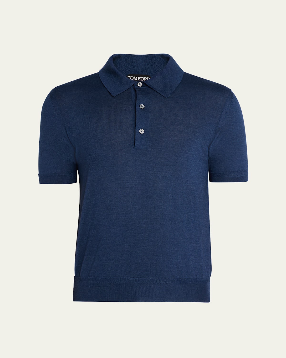 Tom Ford Men's Cashmere And Silk Short-sleeve Polo Sweater In Ivory