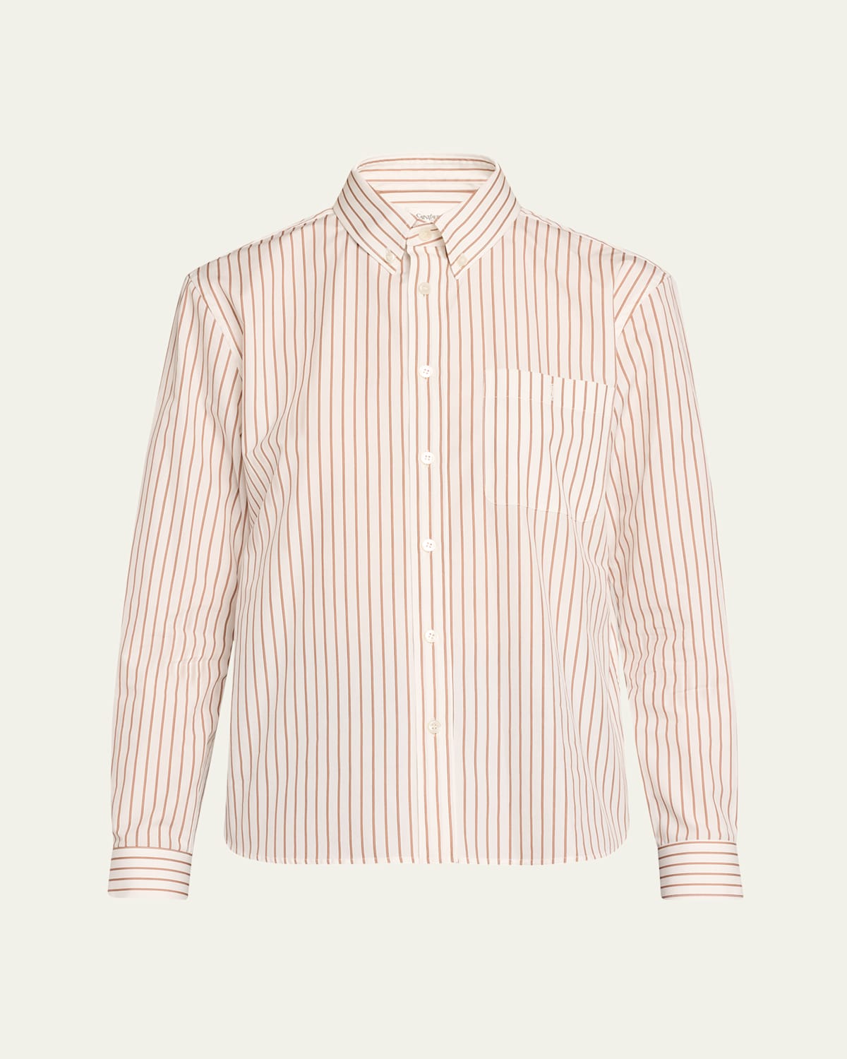 Saint Laurent Shrunken Striped Button Down Shirt In Cream