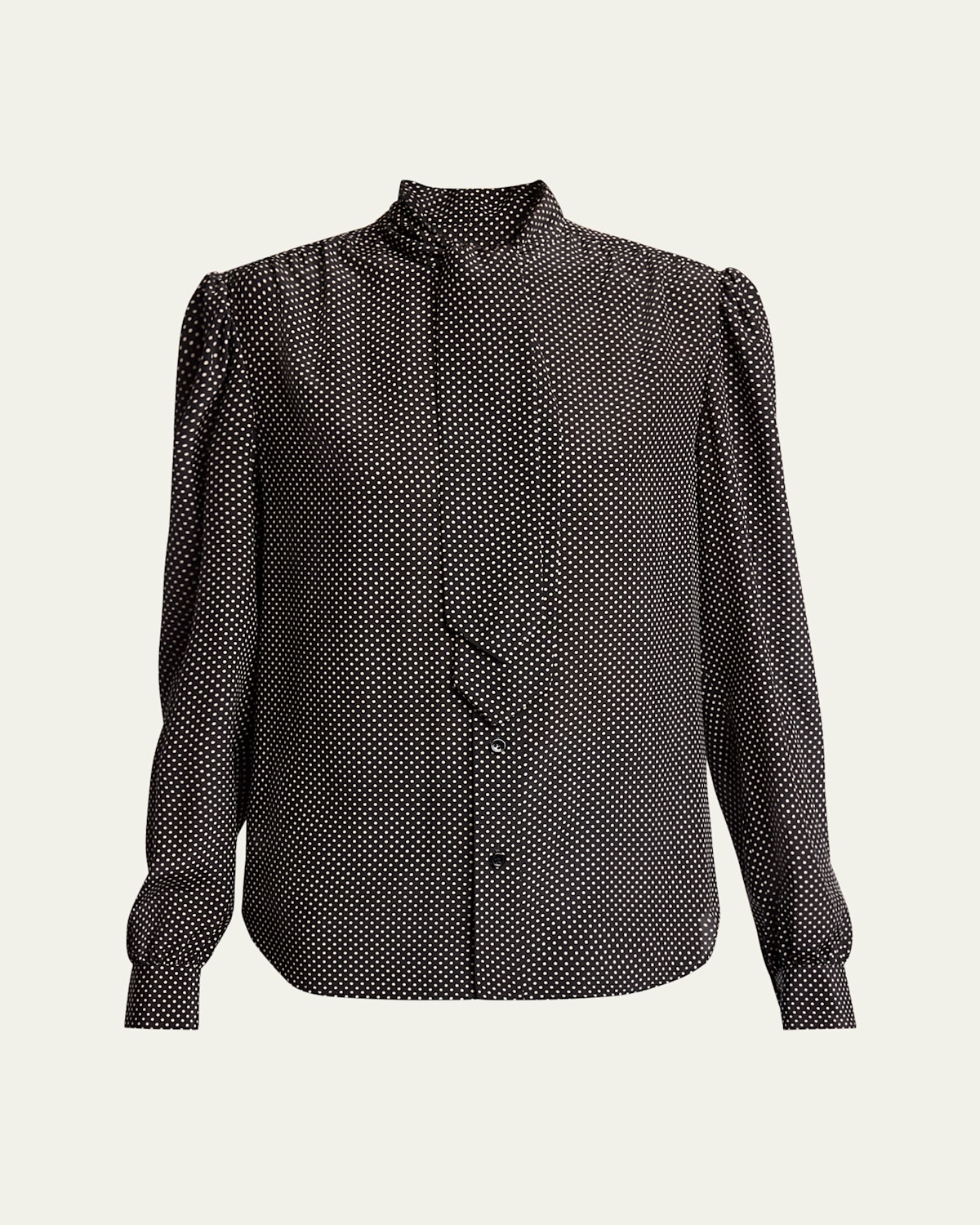 Saint Laurent Silk Shirt W/ Tie In Nero Multi
