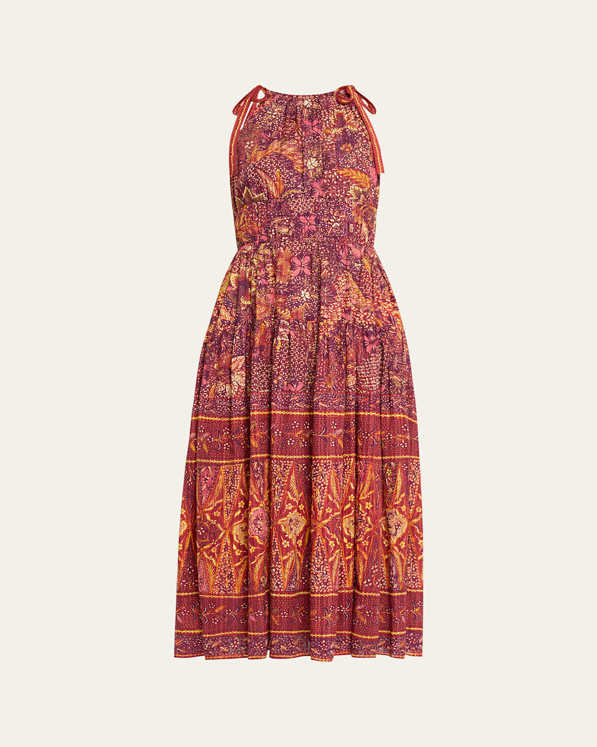 Shop Ulla Johnson Essie Printed Sleeveless Midi Dress In Odessa