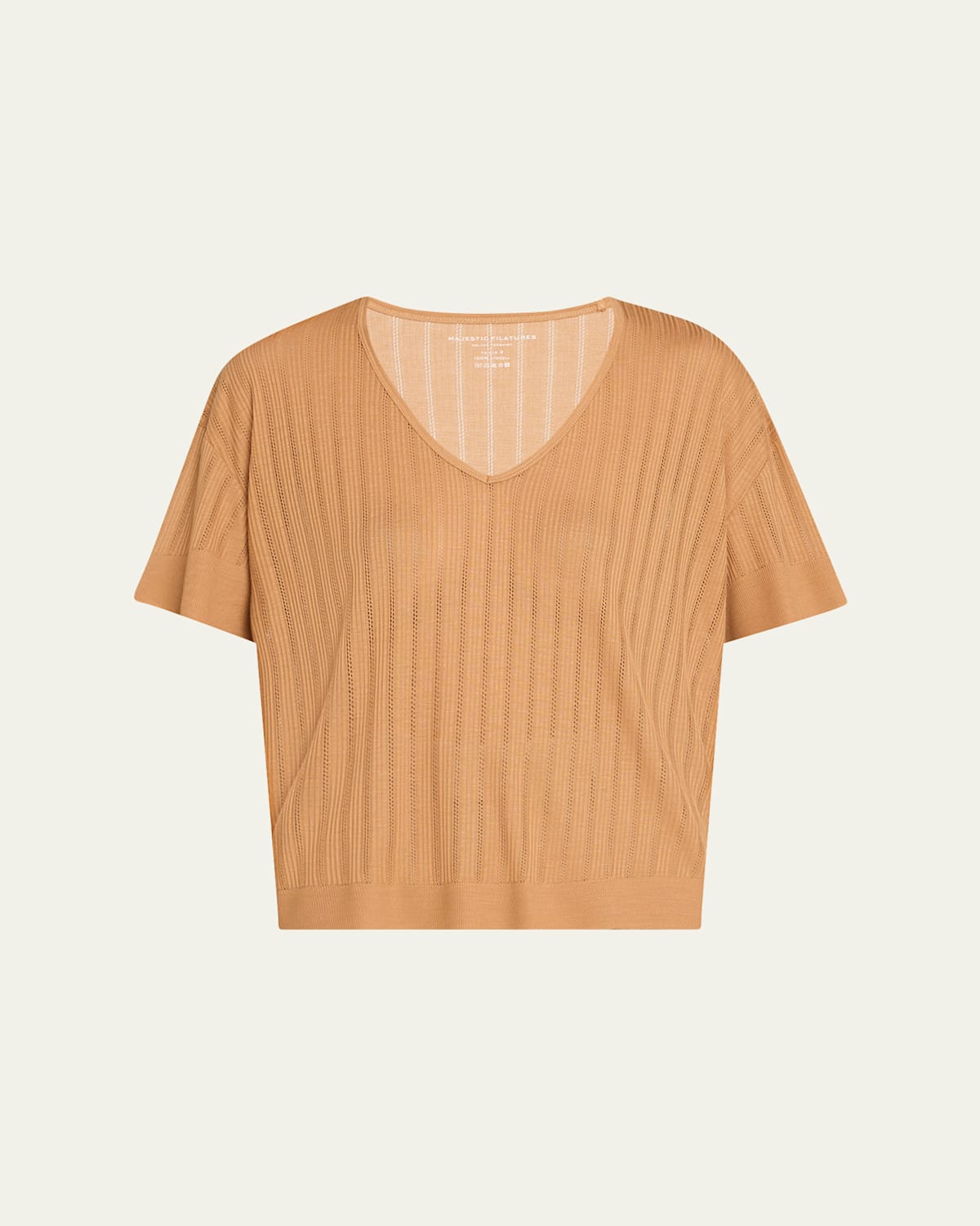 Pointelle V-Neck Rib Knit Top