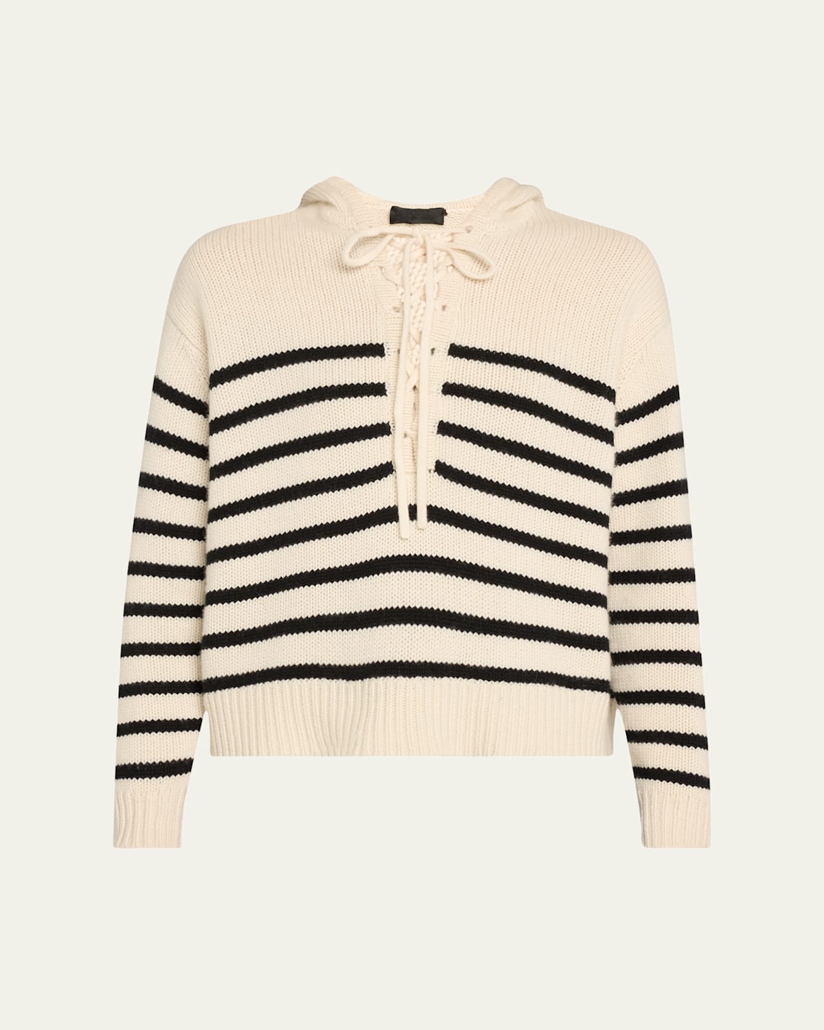 Noemi Hooded Lace-Up Stripe Cashmere Sweater