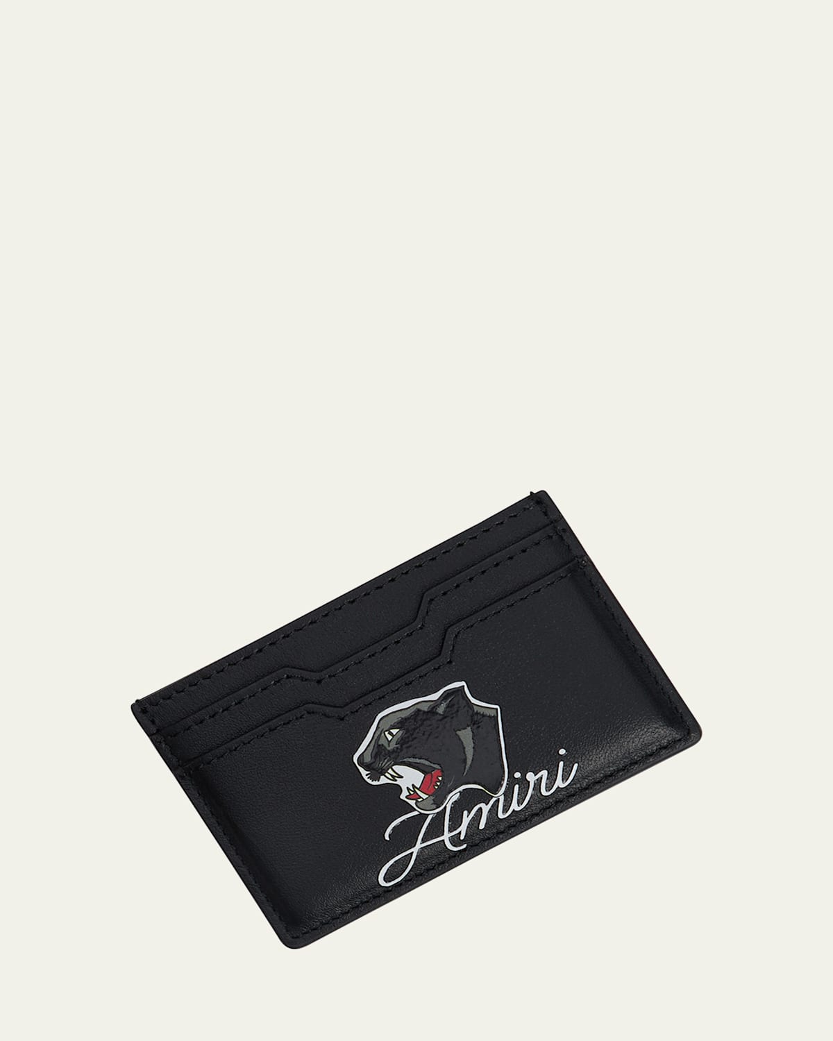 Amiri Men's Panther Logo Leather Card Holder
