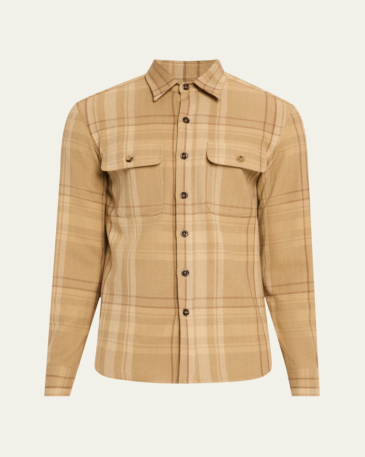 Polo Ralph Lauren Men's James Suede-patch Plaid Sport Shirt In Camel