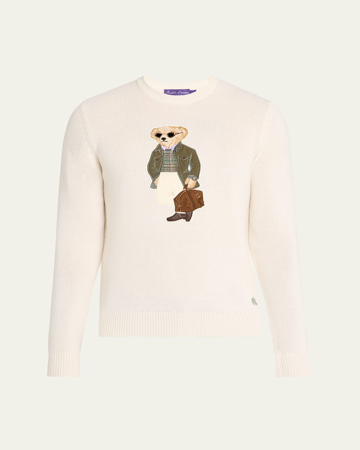 Men's 5-Gauge Cashmere Polo Bear Sweater