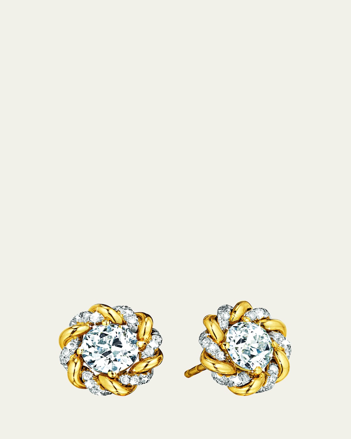 18K Yellow Gold Turban Diamond Stud Earrings