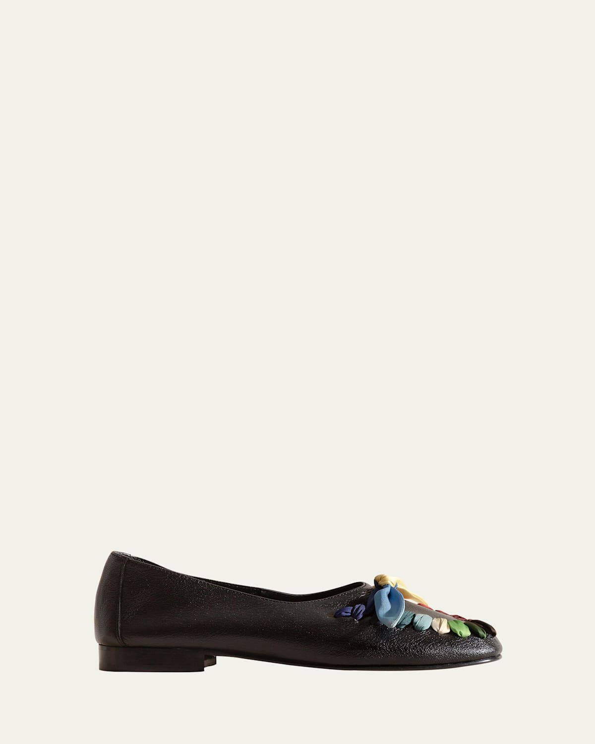 Hereu Lambskin Multicolored Lace-up Ballerina Loafers In Black