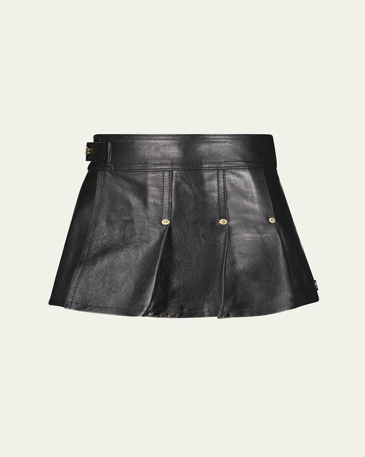 Dl1961 Girl's Lola Leather Pleated Skirt In Obsidians