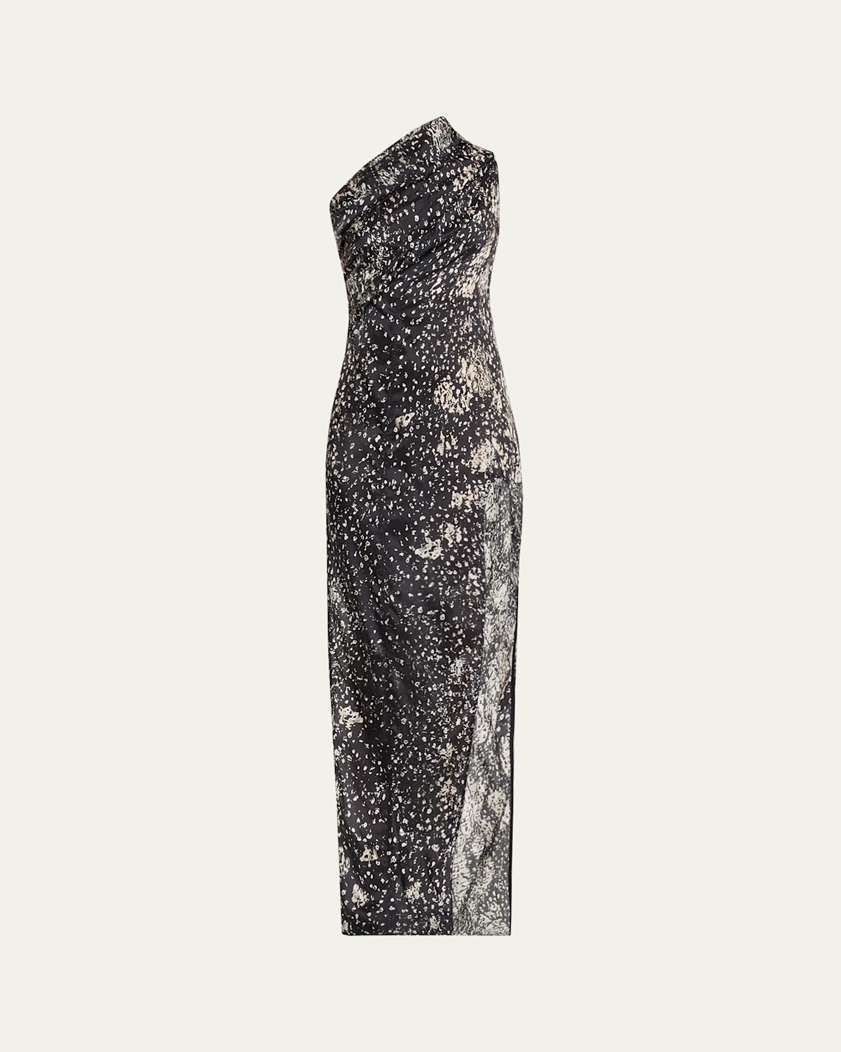 Rick Owens Athena One-shoulder Printed Arrowhead Dress In Black Pearl