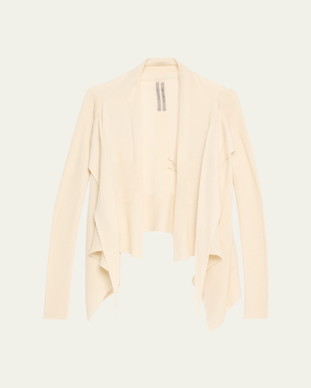Rick Owens Tied Short Wrap Wool Cardigan Sweater In Dinge