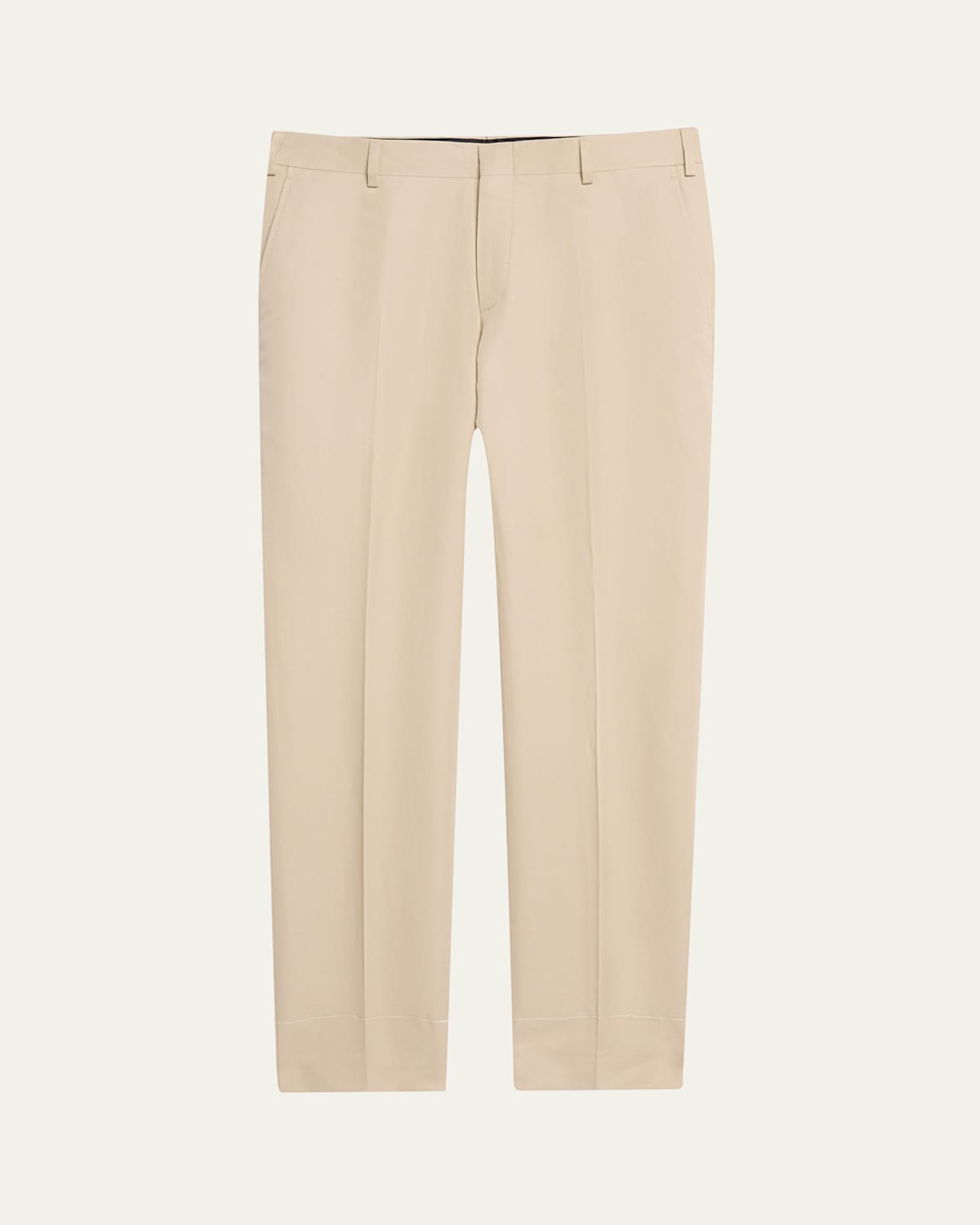 Brioni Men's Cotton And Linen Flat-front Trousers In Beige