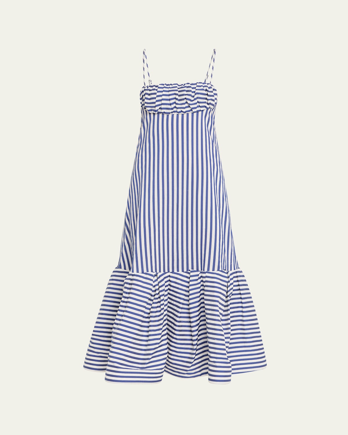 Shop Rosie Assoulin Stripe Ruched Bust Cami Maxi Dress In Blue Stripe