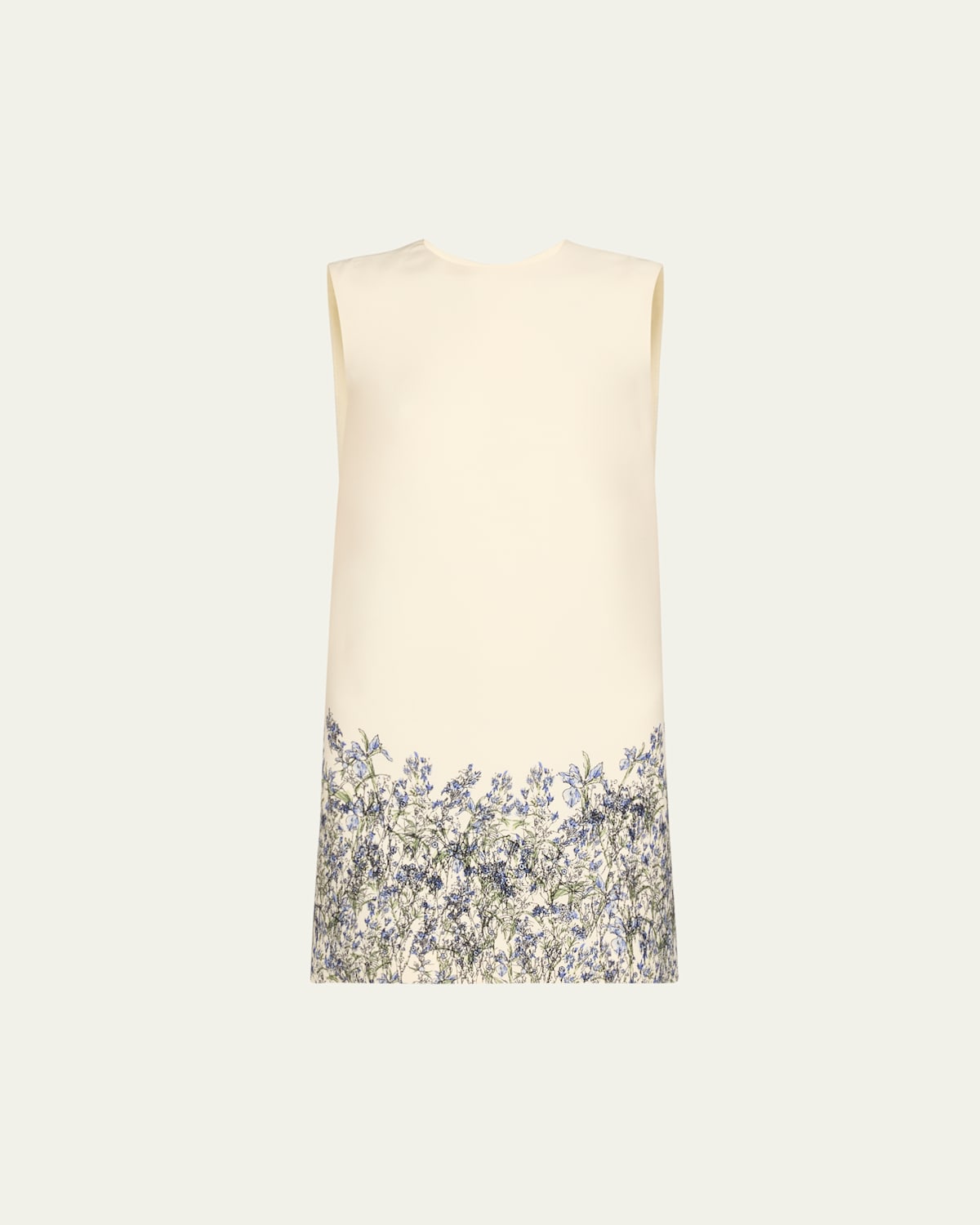 Adam Lippes Ani Floral Hem Wool Mini Dress In Lapisivory