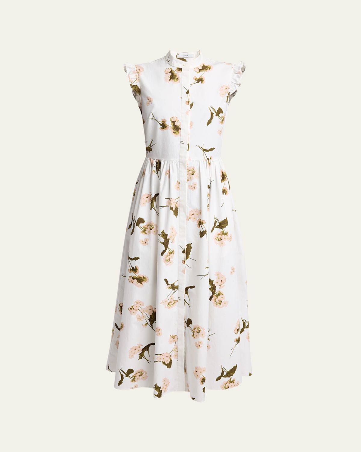 Shop Erdem Floral Fit-flared Midi Dress In Elena Garden White