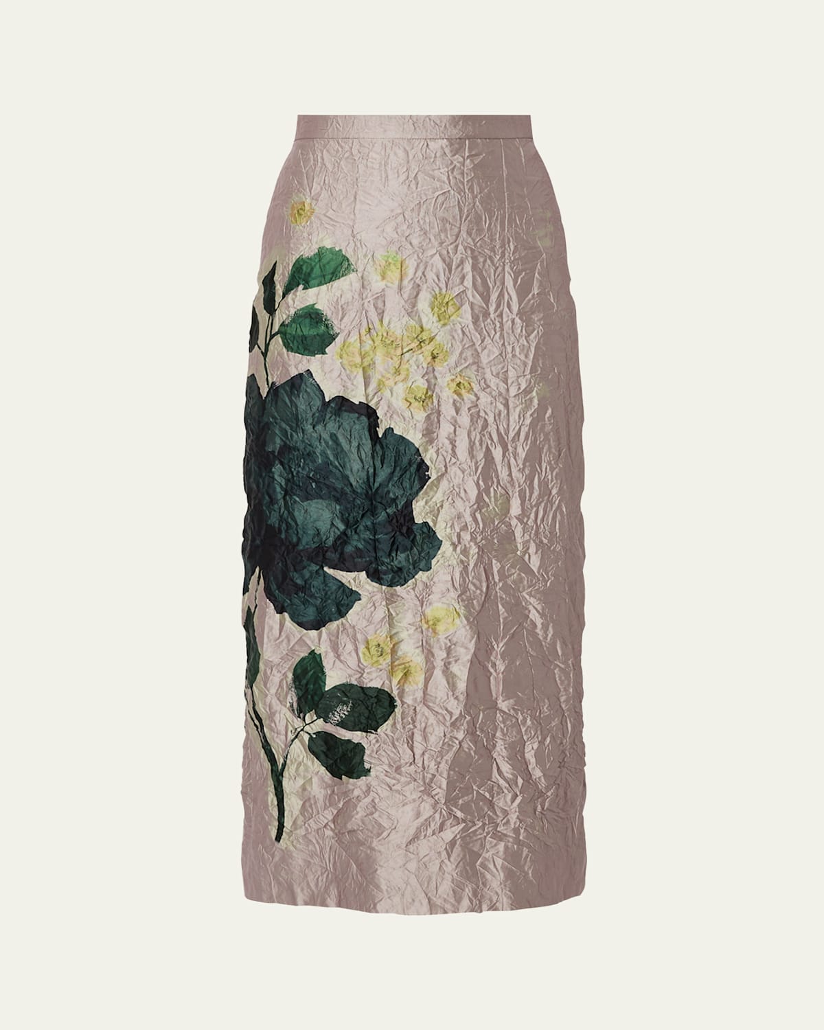 Shop Erdem Floral Crinkle Pencil Midi Skirt In Margot Floral Lilac