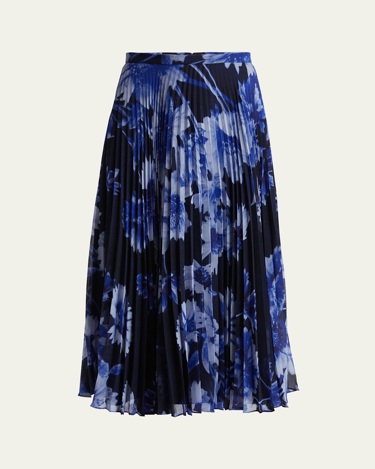ERDEM PLEATED FLORAL PRINT MIDI SKIRT 