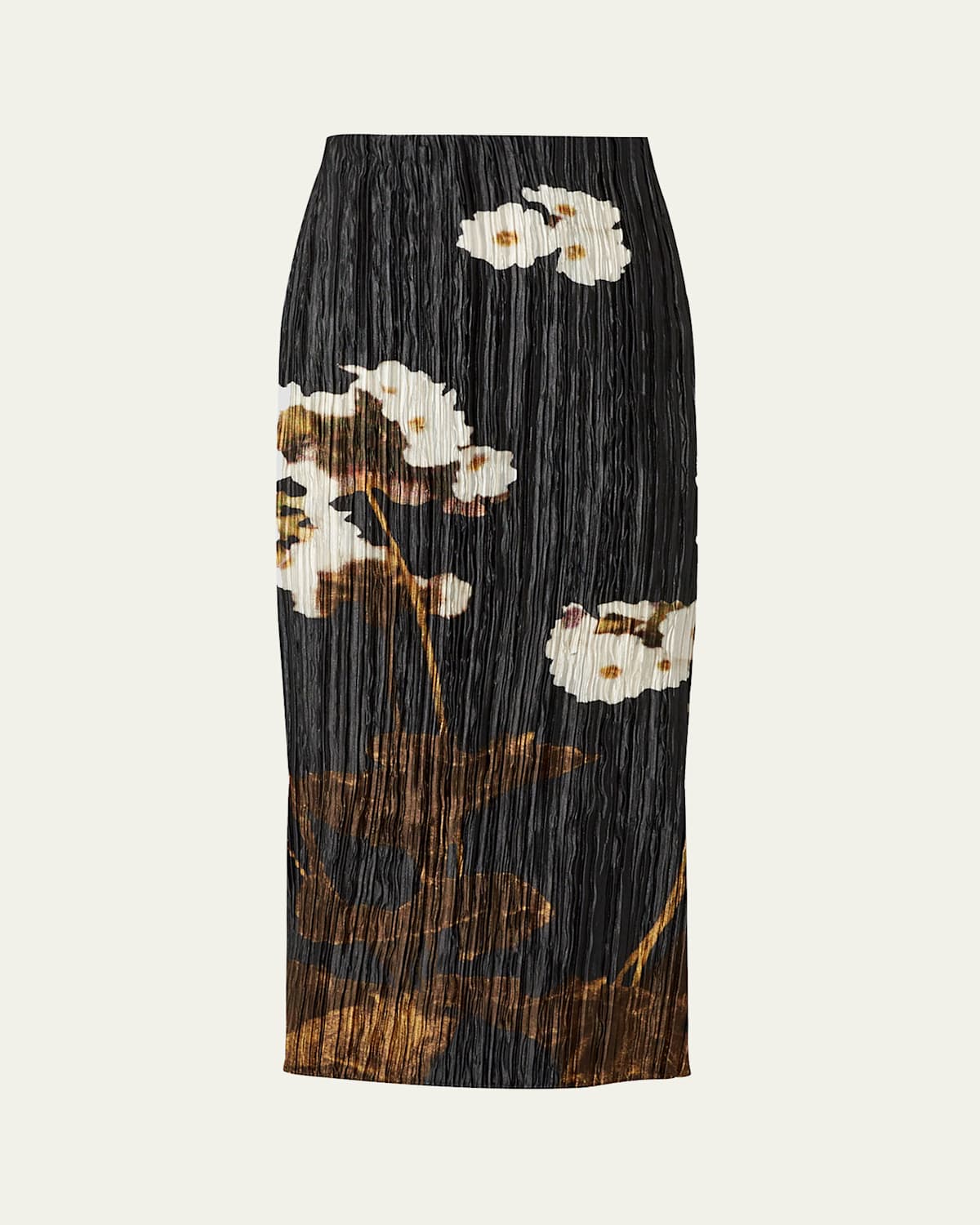 Erdem Floral Pleated Midi Skirt In Elena Selvedge Black