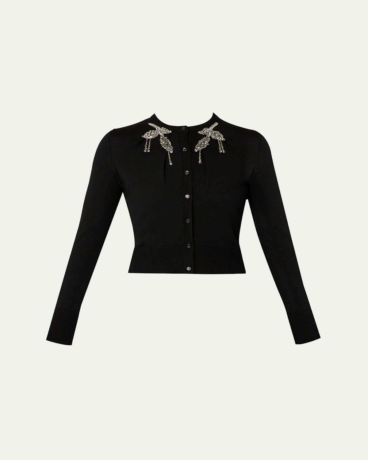 ERDEM CRYSTAL CROPPED WOOL CARDIGAN 
