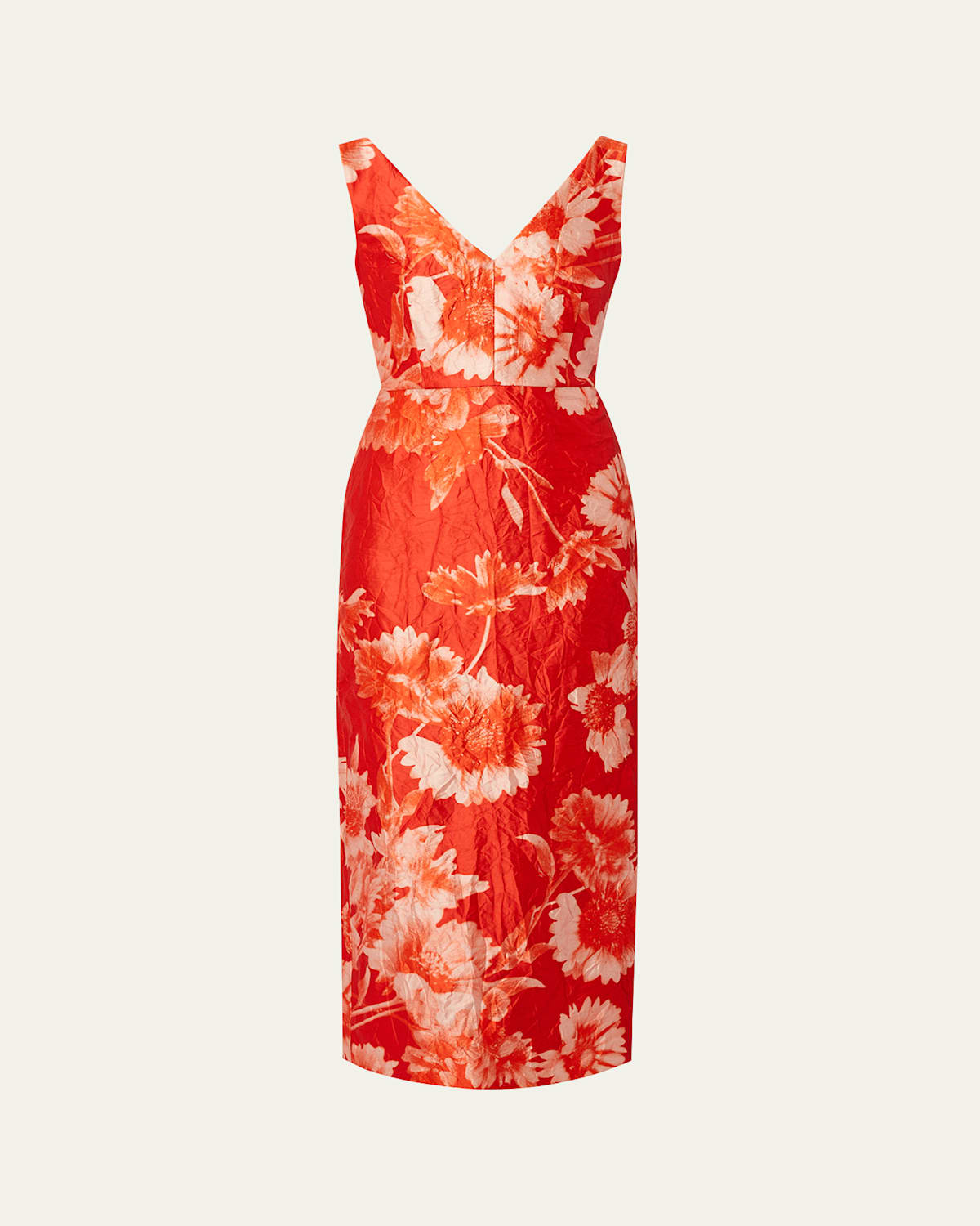 Shop Erdem Floral Sleeveless Midi Cocktail Dress In Troubridge Floral Vermillion