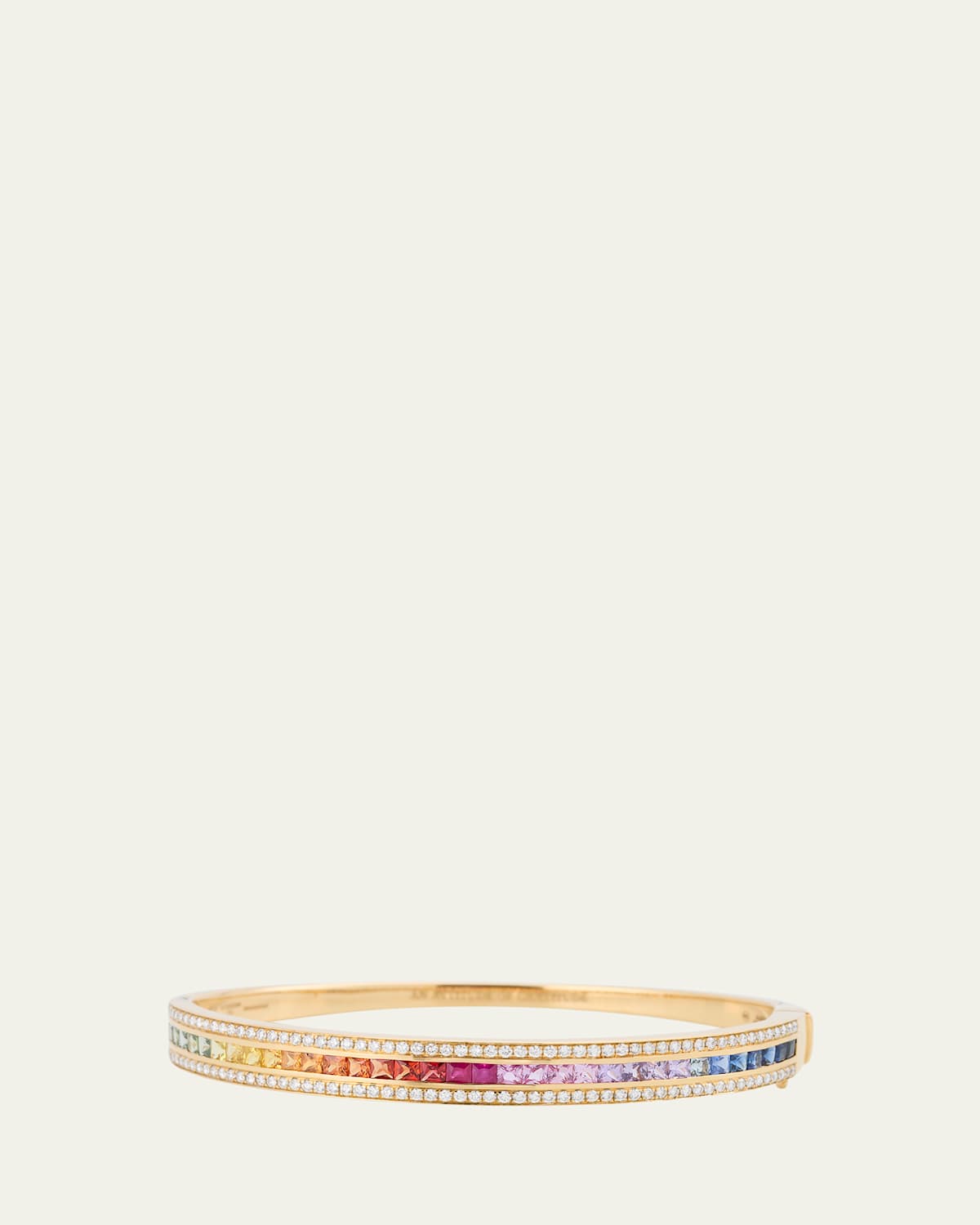 The Union Diamond and Rainbow Sapphire Bangle Bracelet in 18K Yellow Gold