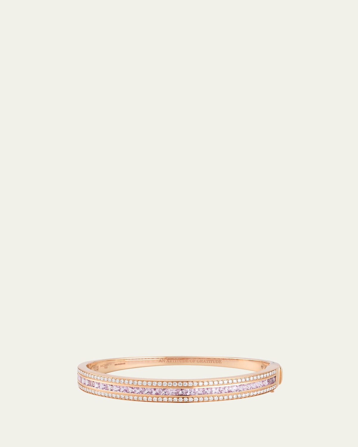 18K Rose Gold Union Diamond and Pink Sapphire Bangle Bracelet