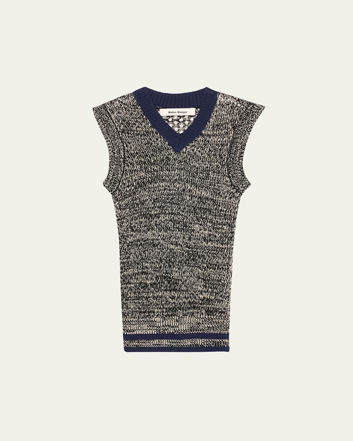 Wales Bonner Shade Sweater Vest In Navyivory