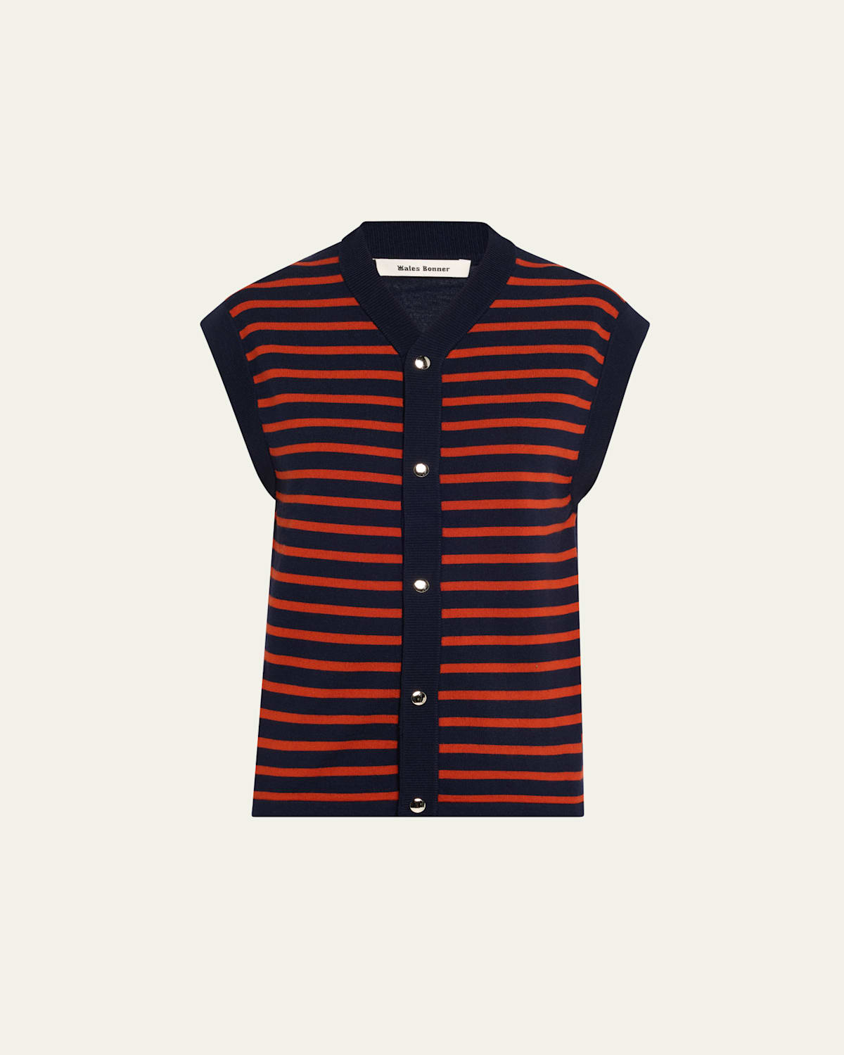 Kamau Stripe Front Sleeveless Wool Cardigan
