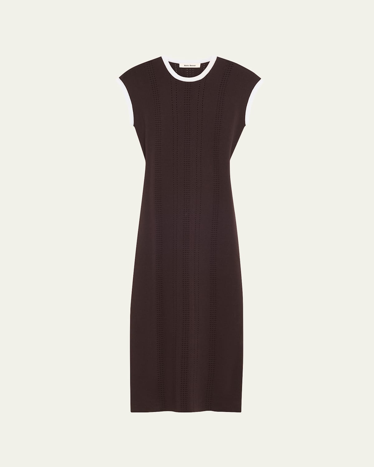 Wales Bonner Rhyme Belted Pointelle Knit Midi Dress In Dark Brown