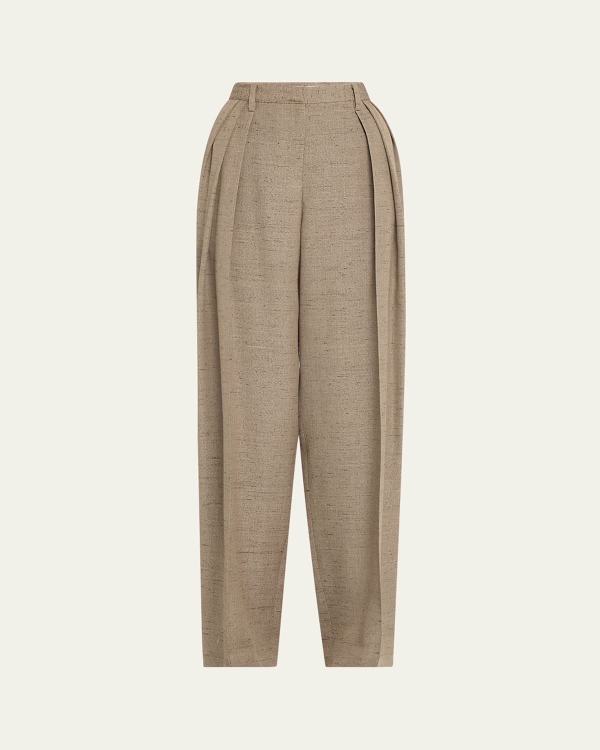Prabal Gurung Triple Pleat Wide Leg Trousers In Taupe
