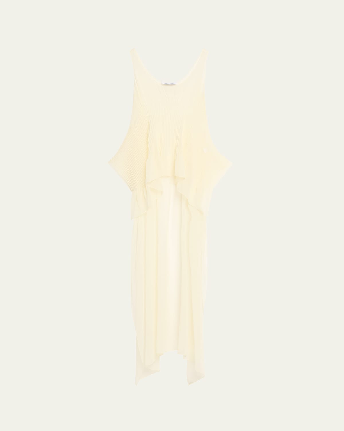 Prabal Gurung Sheer Pintuck Peplum Tank Top In Beige