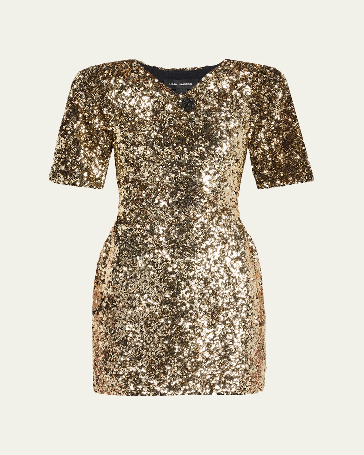 V-Neck Sequin Knit Mini Dress