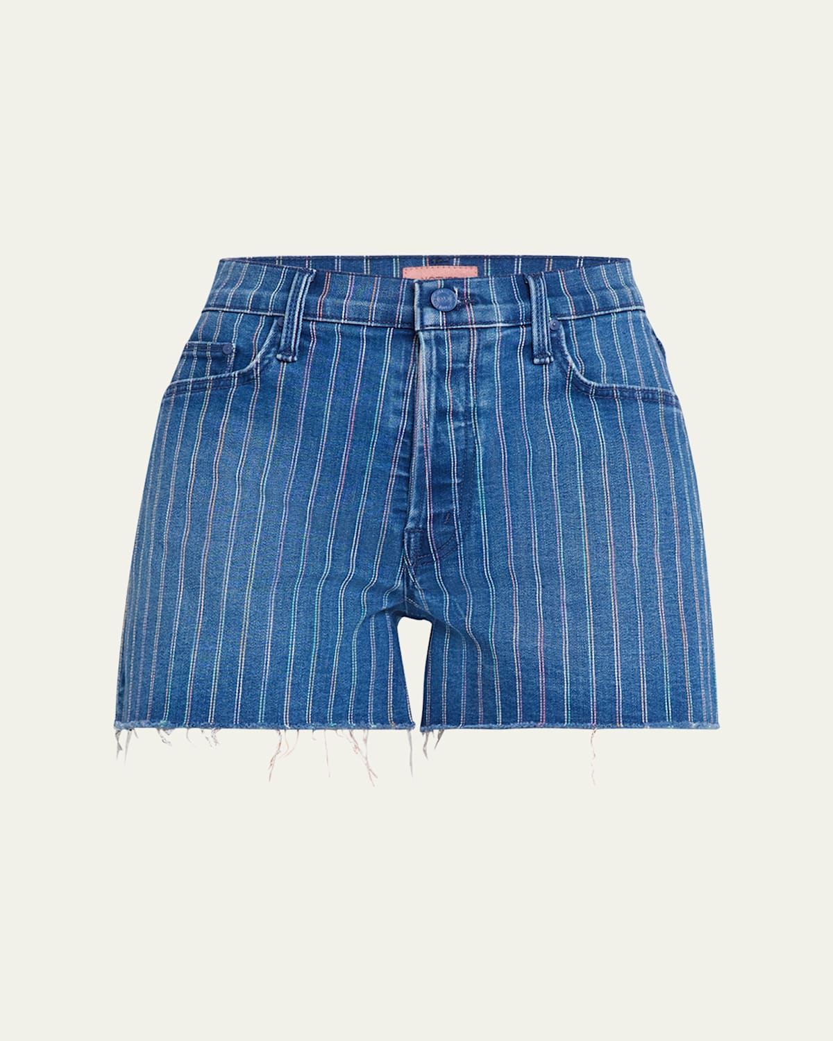 MOTHER THE SKIPPER SHORT N LONG FRAY DENIM SHORTS 