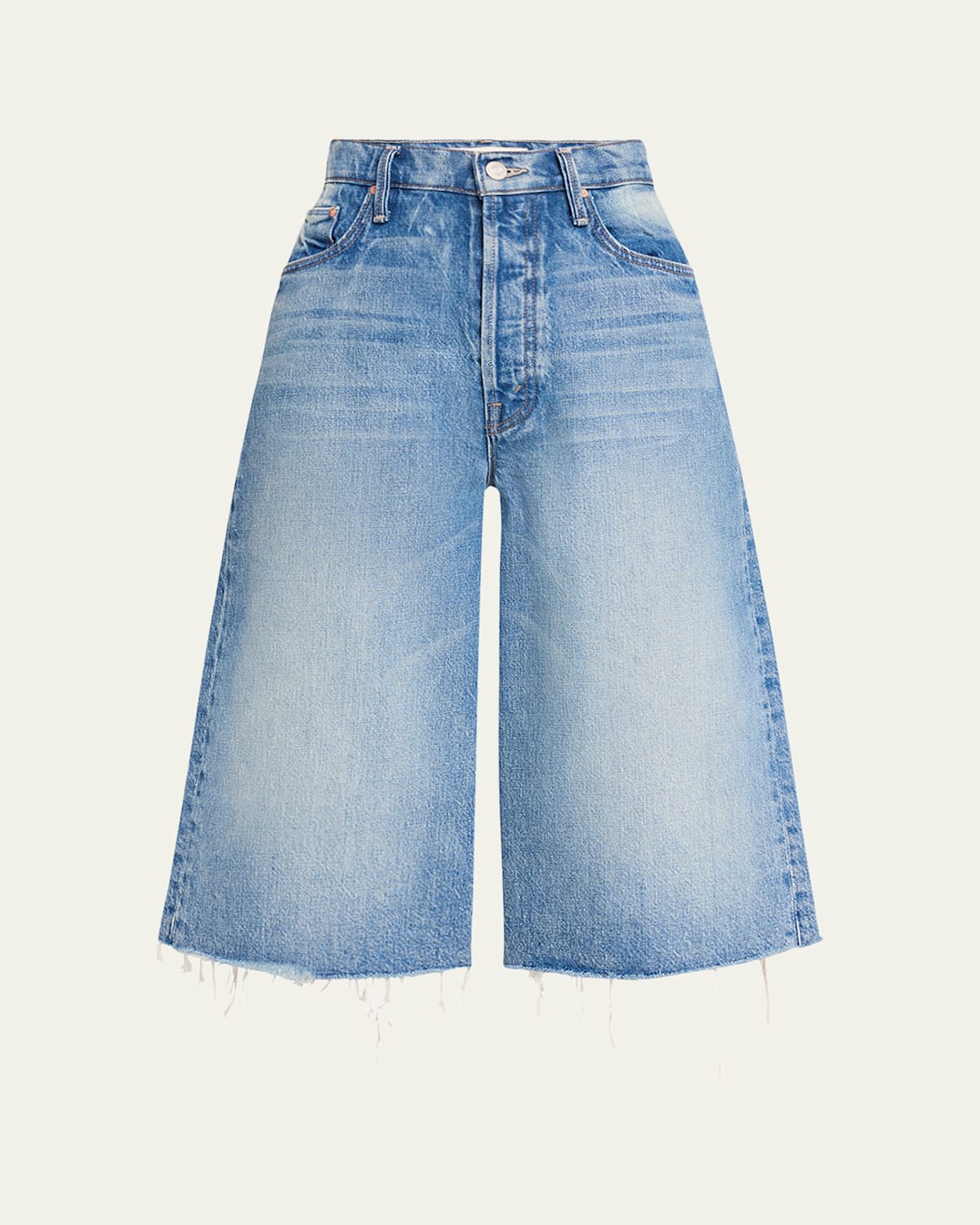 MOTHER THE WHOLE LOT FRAY DENIM CULOTTES 