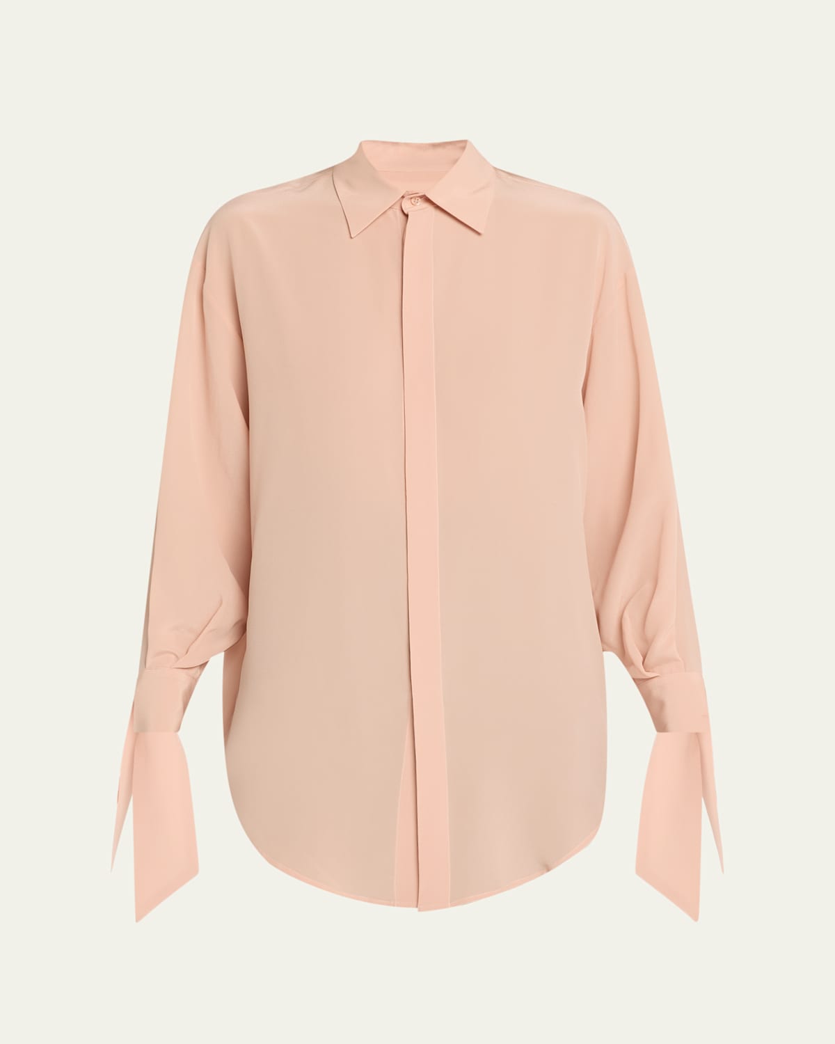 SaSuPhi Susanna Tie-Cuff Crepe de Chine Shirt